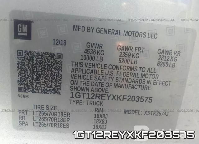 1GT12REYXKF203575 фото 10