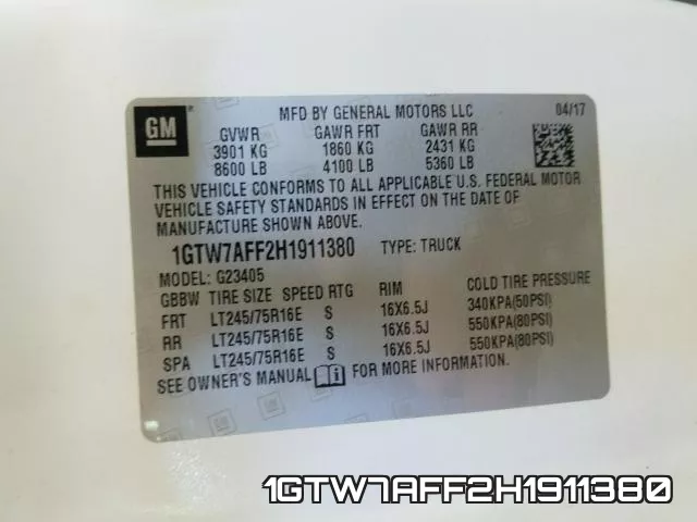 1GTW7AFF2H1911380 фото 2