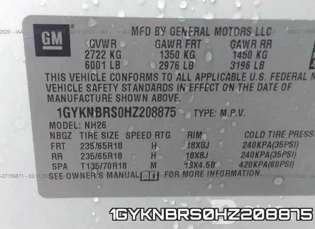 1GYKNBRS0HZ208875 фото 10