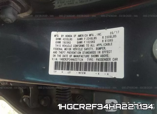 1HGCR2F34HA227134 фото 10