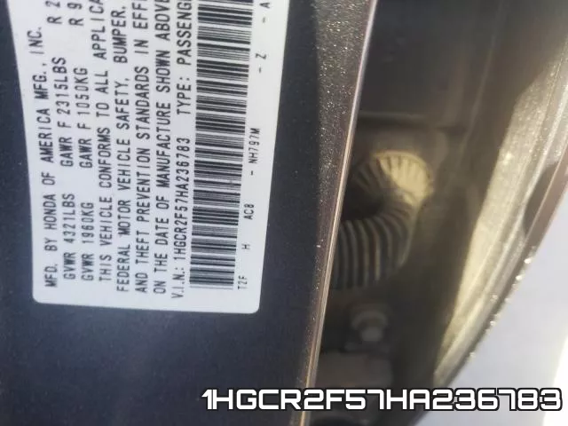 1HGCR2F57HA236783 фото 2