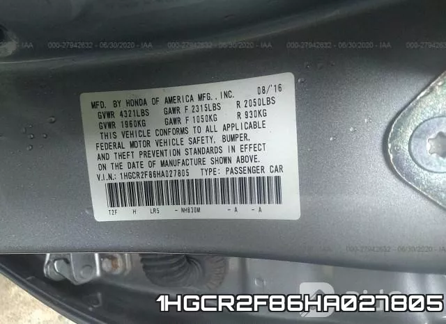 1HGCR2F86HA027805 фото 10