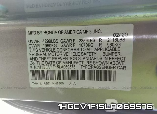 1HGCV1F15LA069576 фото 10