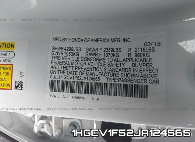 1HGCV1F52JA124565 фото 10