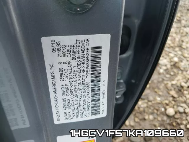 1HGCV1F57KA109660 фото 2