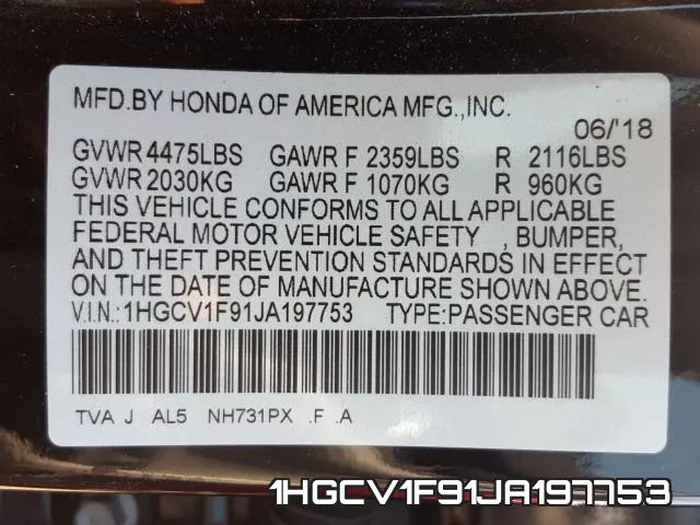 1HGCV1F91JA197753 фото 2