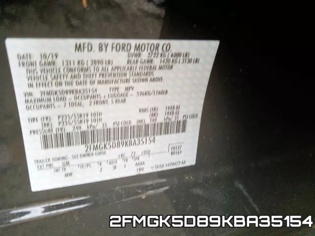 2FMGK5D89KBA35154 фото 2