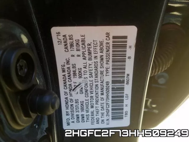 2HGFC2F73HH509249 фото 2