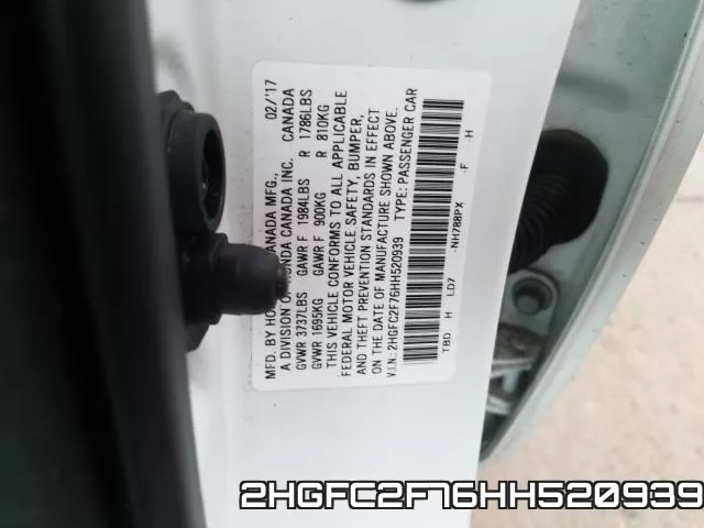 2HGFC2F76HH520939 фото 2