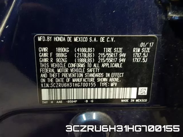 3CZRU6H31HG700155 фото 2
