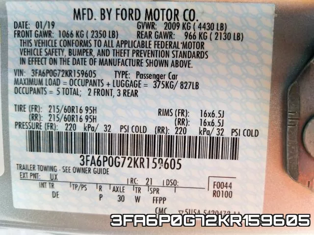 3FA6P0G72KR159605 фото 2