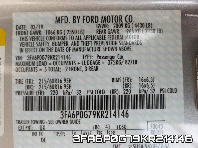 3FA6P0G79KR214146 фото 2