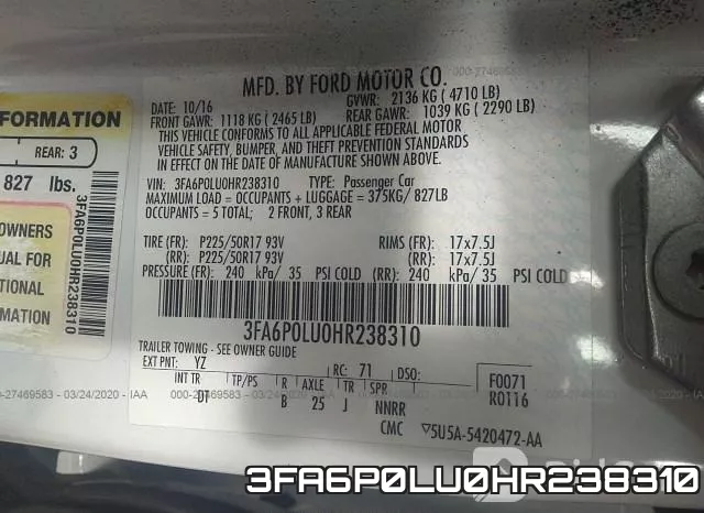 3FA6P0LU0HR238310 фото 10