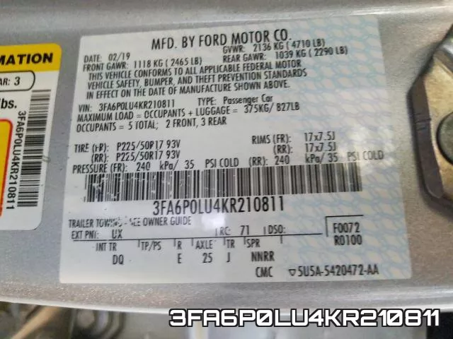 3FA6P0LU4KR210811 фото 2