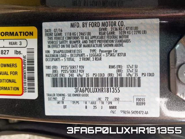 3FA6P0LUXHR181355 фото 2