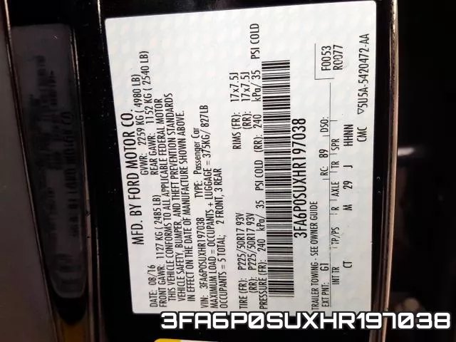 3FA6P0SUXHR197038 фото 2