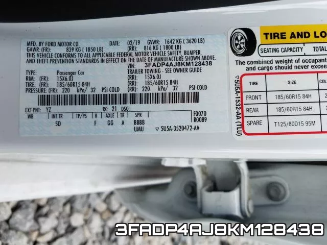 3FADP4AJ8KM128438 фото 2