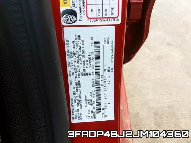 3FADP4BJ2JM104360 фото 2