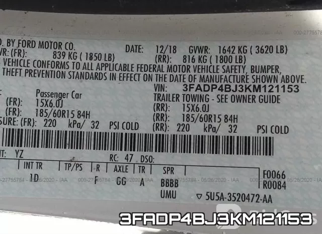 3FADP4BJ3KM121153 фото 10