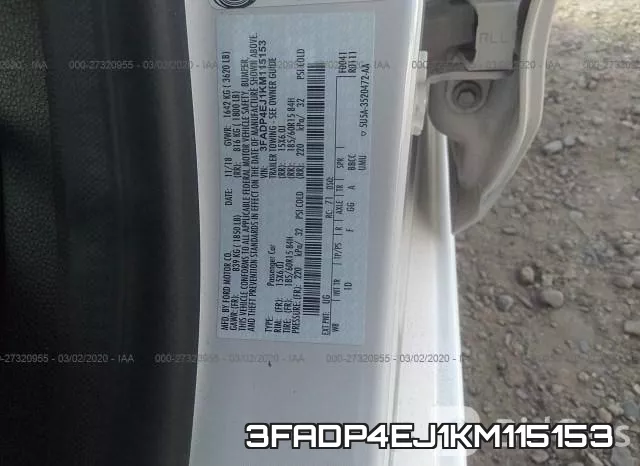 3FADP4EJ1KM115153 фото 10
