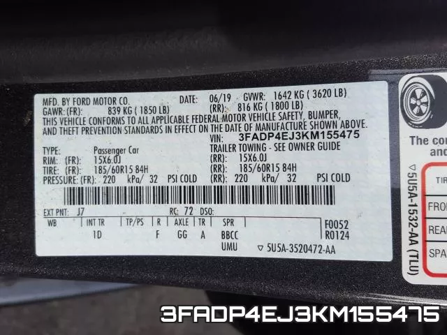3FADP4EJ3KM155475 фото 2