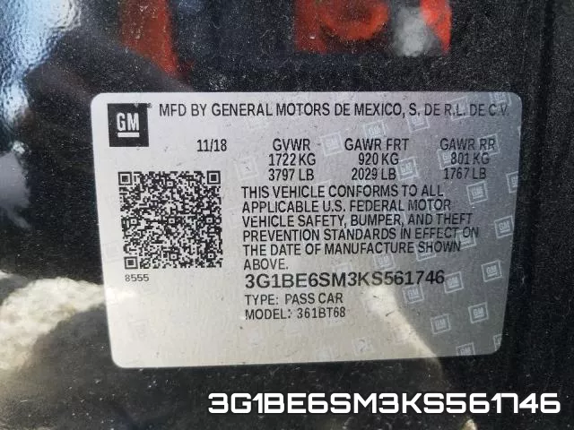 3G1BE6SM3KS561746 фото 2