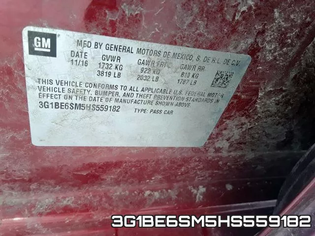 3G1BE6SM5HS559182 фото 2