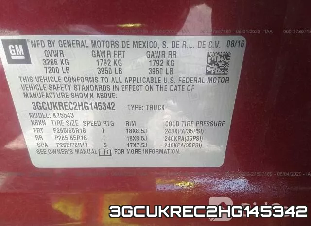 3GCUKREC2HG145342 фото 10