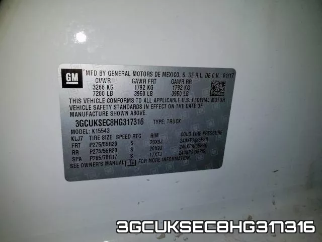 3GCUKSEC8HG317316 фото 2