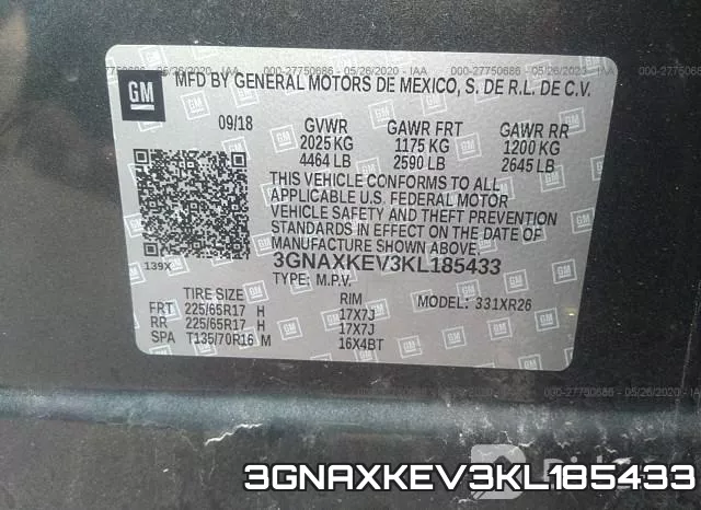 3GNAXKEV3KL185433 фото 10