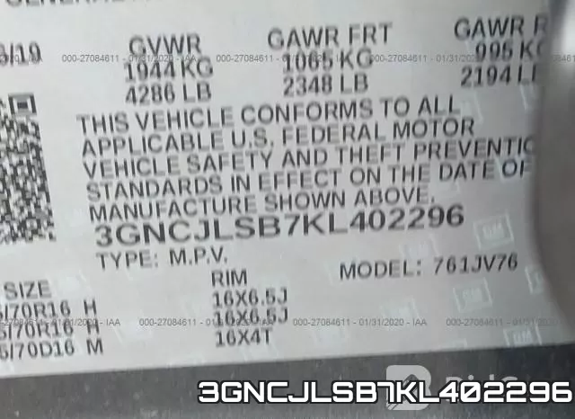 3GNCJLSB7KL402296 фото 10