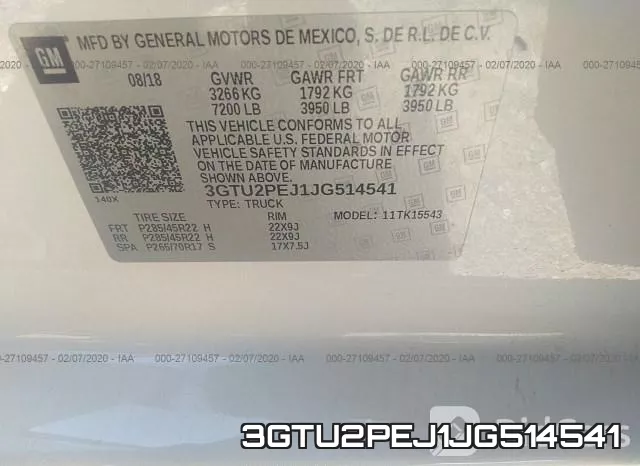 3GTU2PEJ1JG514541 фото 10