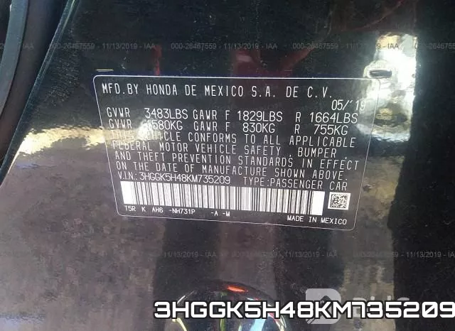 3HGGK5H48KM735209 фото 10