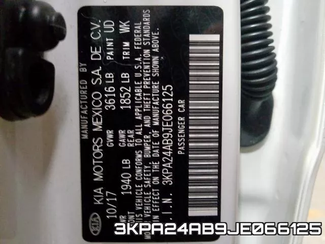 3KPA24AB9JE066125 фото 2