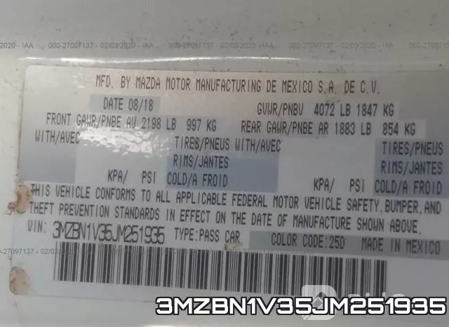 3MZBN1V35JM251935 фото 10