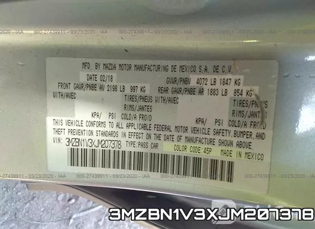 3MZBN1V3XJM207378 фото 10