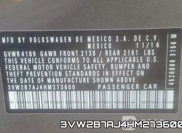 3VW2B7AJ4HM273600 фото 10