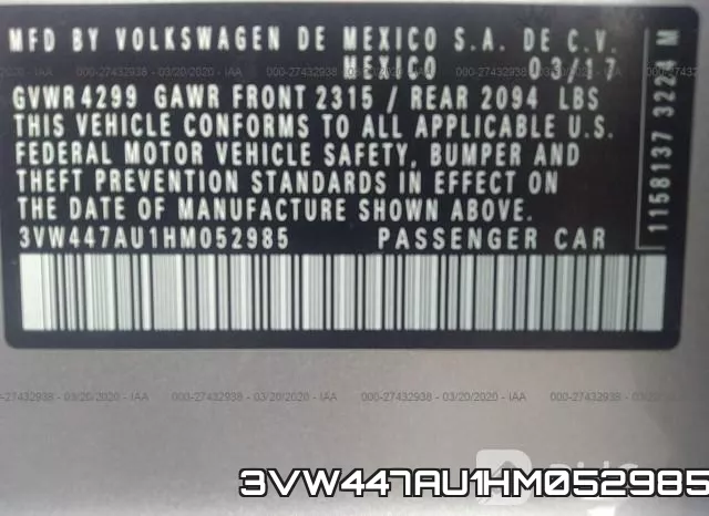 3VW447AU1HM052985 фото 10