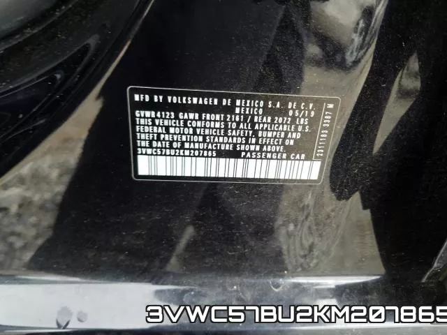 3VWC57BU2KM207865 фото 2