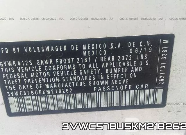 3VWC57BU5KM218262 фото 10