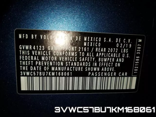 3VWC57BU7KM168061 фото 2