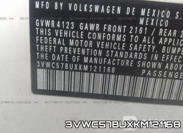 3VWC57BUXKM121168 фото 10