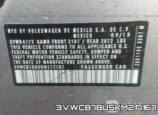 3VWCB7BU5KM217167 фото 10