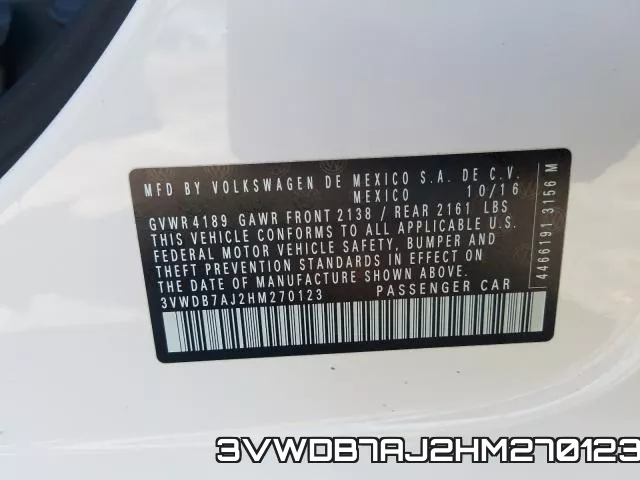 3VWDB7AJ2HM270123 фото 2