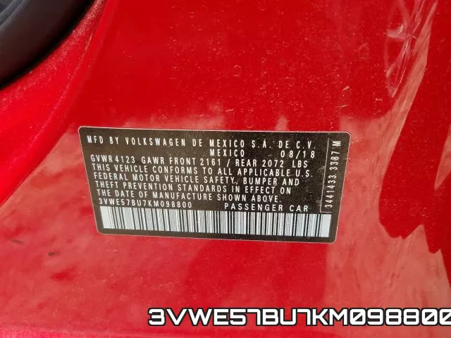 3VWE57BU7KM098800 фото 2