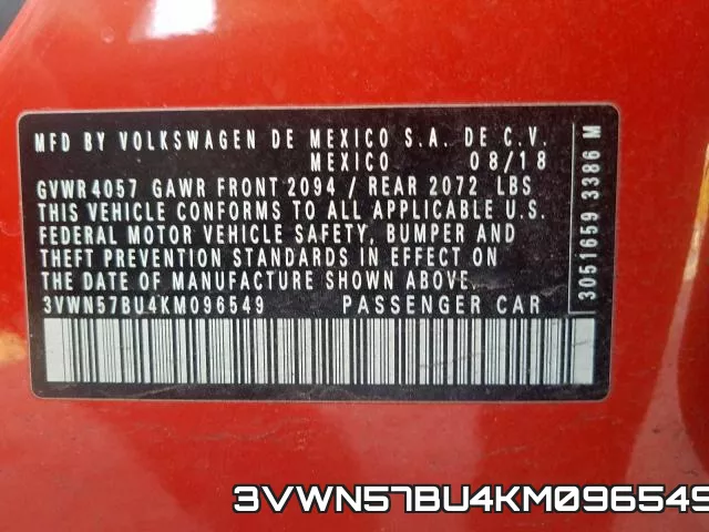 3VWN57BU4KM096549 фото 2