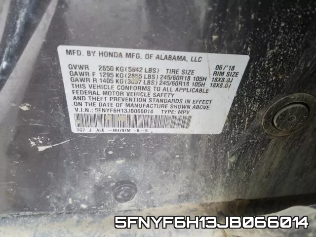 5FNYF6H13JB066014 фото 2