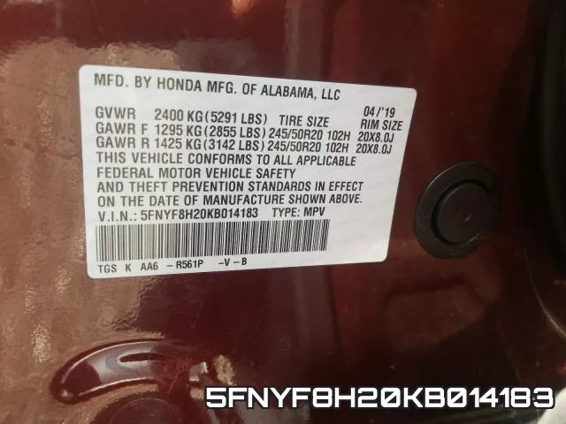 5FNYF8H20KB014183 фото 2