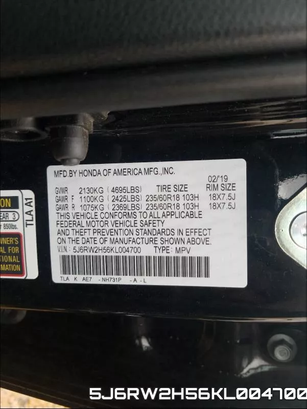 5J6RW2H56KL004700 фото 2