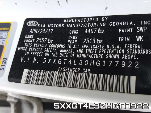 5XXGT4L30HG177922 фото 2